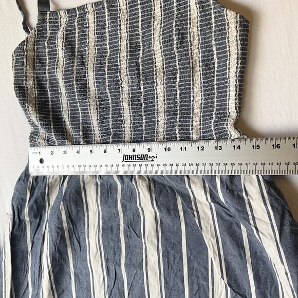 Old Navy Women Midi Dress M Blue Striped Sundress Sleeveless Cami Pockets - Picture 5 of 10